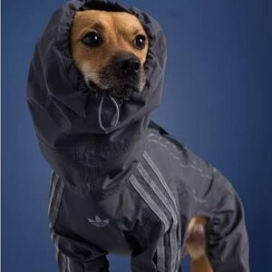 Adidas Gray Reflective Dog Rain Suit with Hood